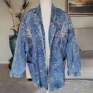 Golden Rive Vintage Women's Embroided Denim Jacket Size S